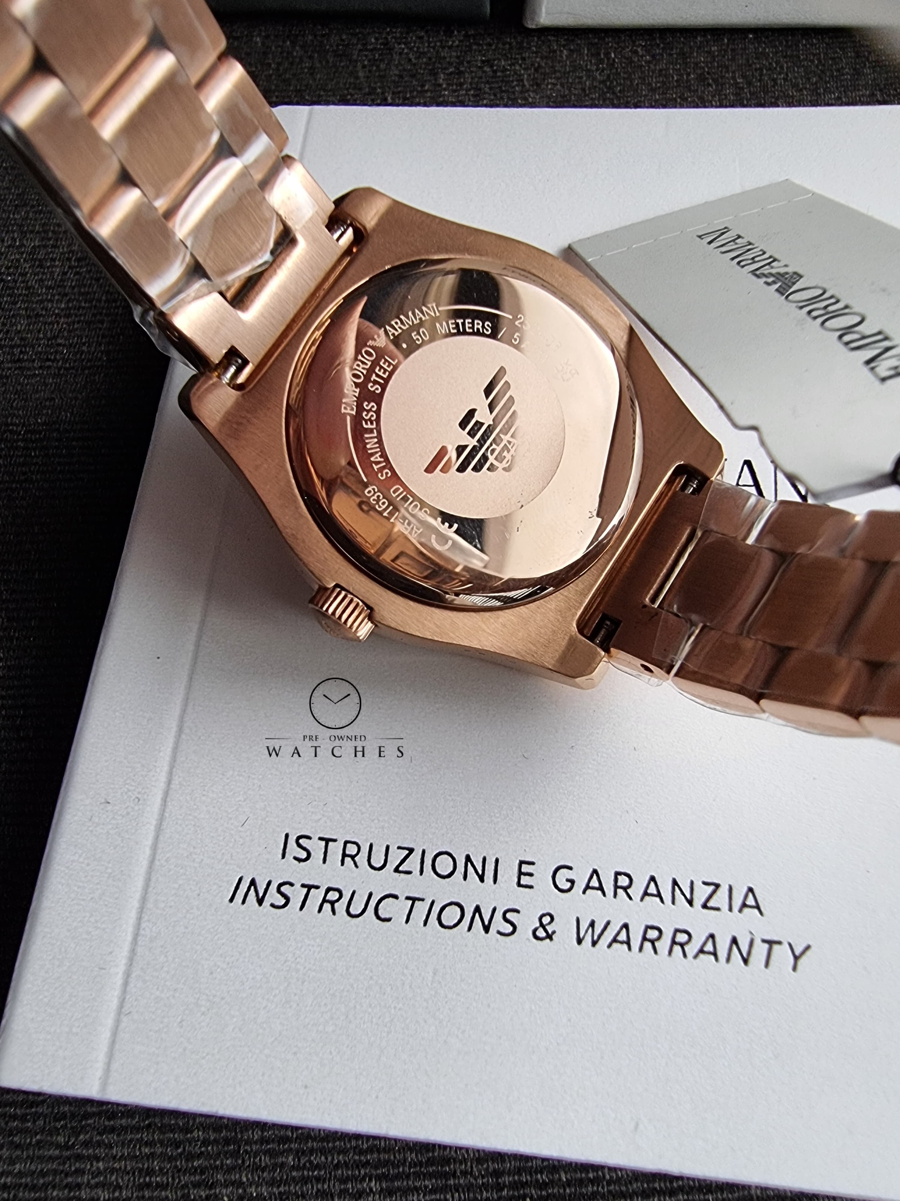 Emporio Armani Federica Analog Green 32mm Dial Rose Gold Steel Strap Watch for Women - AR11639