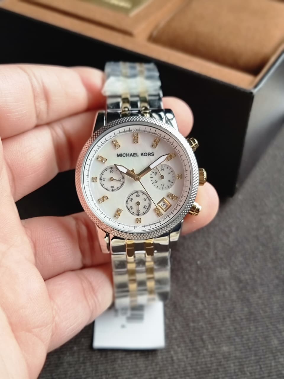 Michael Kors Women’s Quartz Two-tone Stainless Steel Mother Of Pearl Dial 36mm Watch MK5057