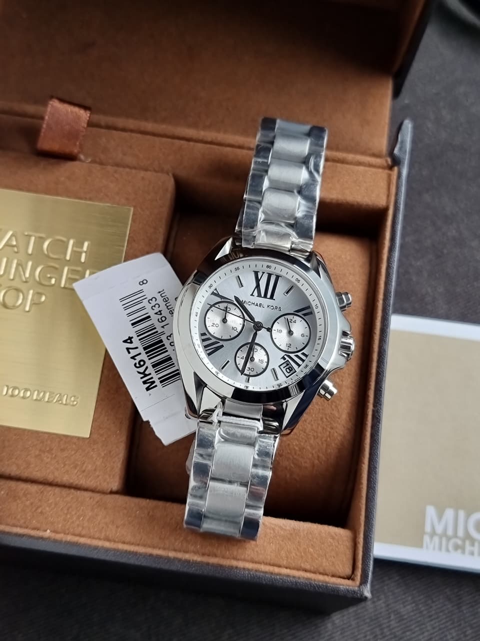 Michael Kors Bradshaw Silver Stainless Steel Silver Dial Chronograph Quartz Watch for Ladies - MK6174