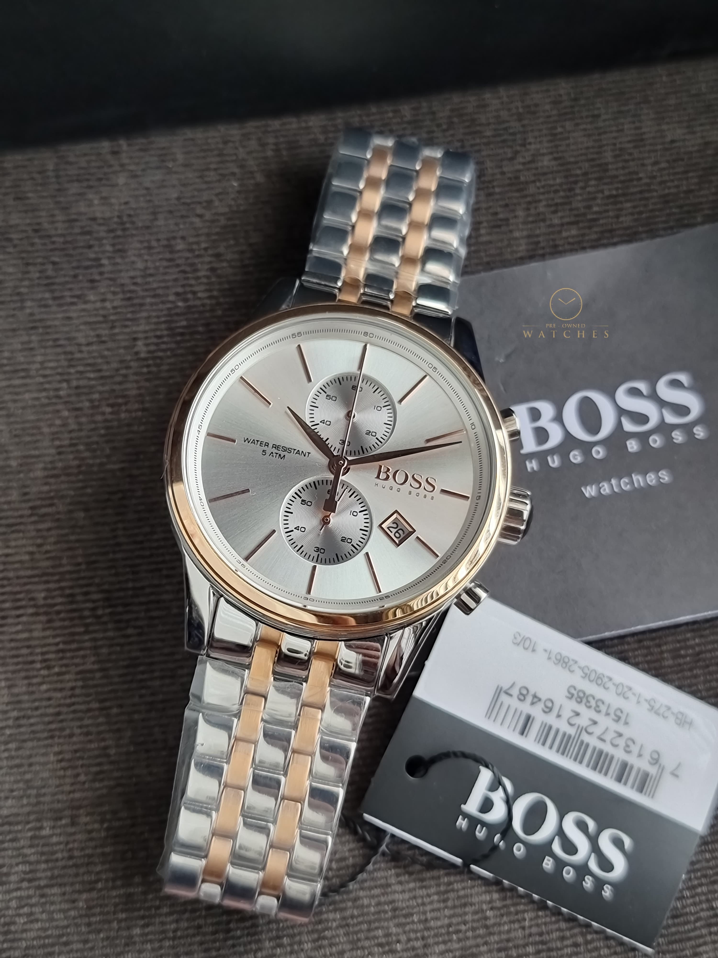Hugo Boss Men’s Chronograph Quartz Stainless Steel Silver Dial 42mm Watch 1513385