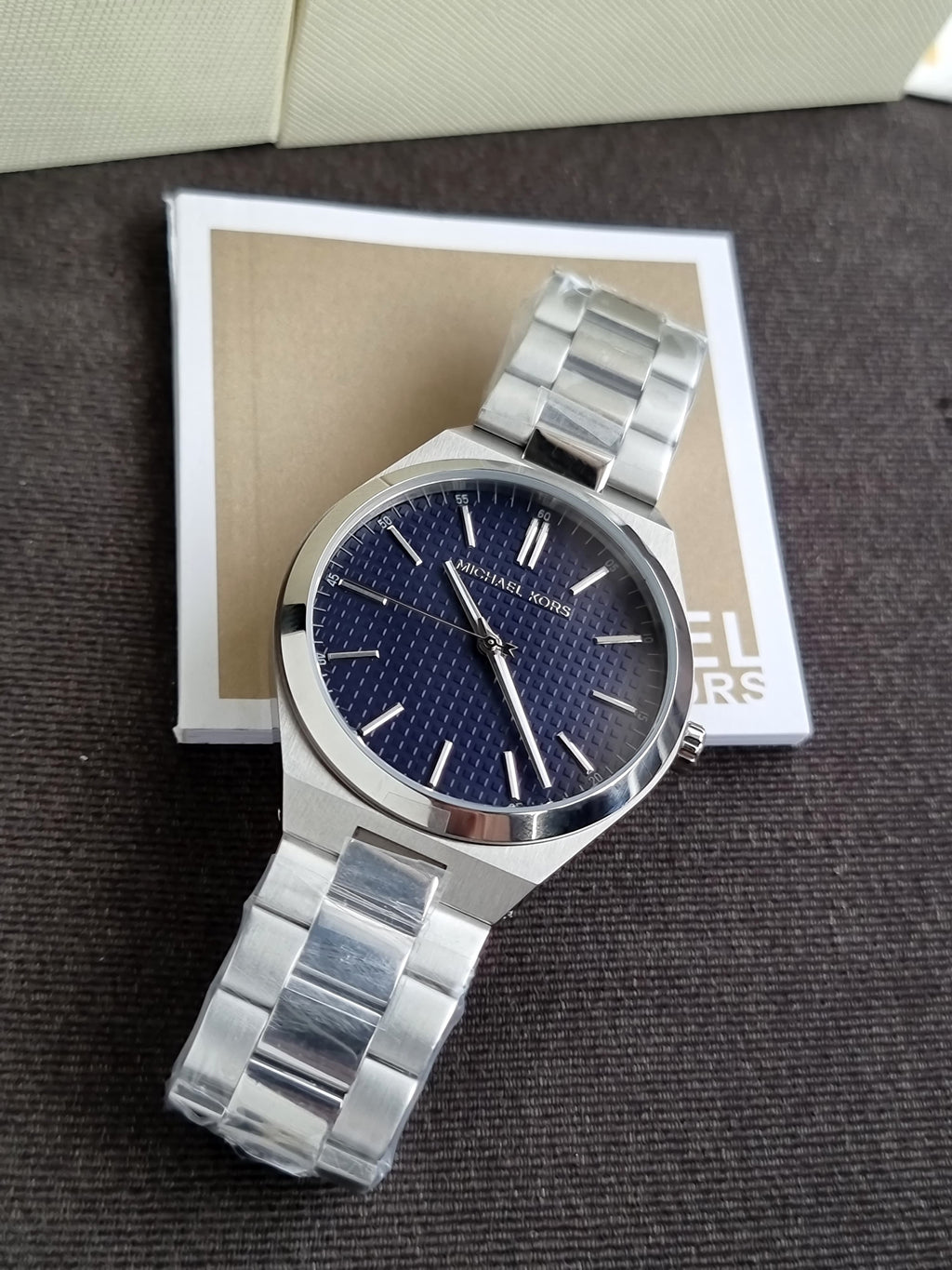 Michael Kors Lennox 42mm Blue Dial Silver Watch MK9227