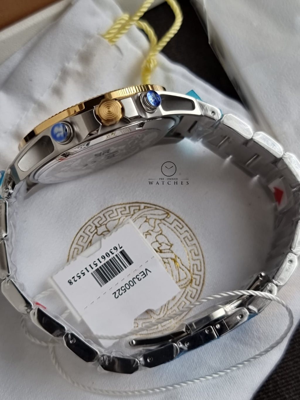 Versace Greca Action Two-tone Stainless Steel Silver Dial Chronograph Quartz Watch for Gents - VE3J00522