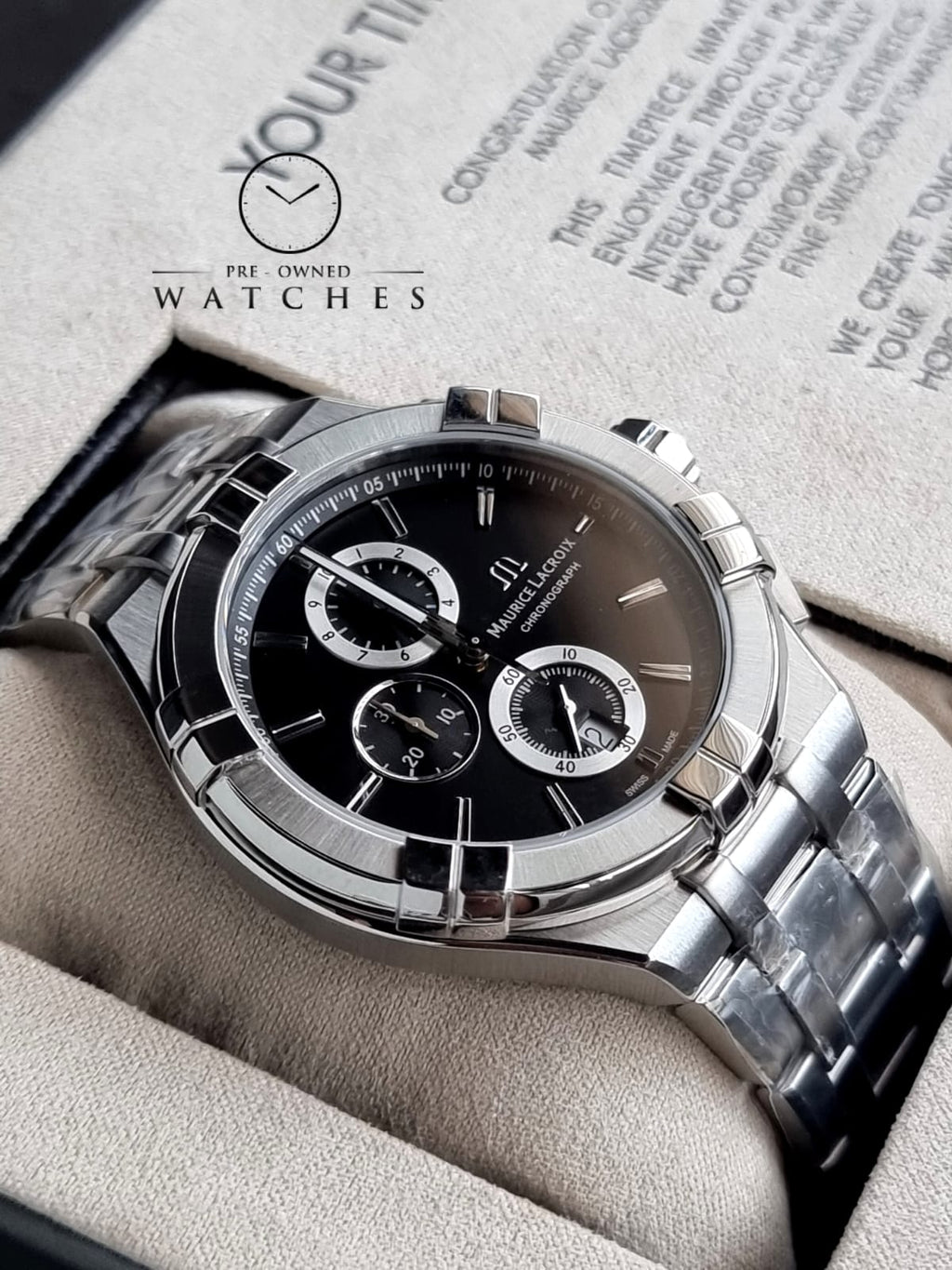 Maurice Lacroix Aikon Silver Stainless Steel Grey Dial Chronograph Quartz Watch for Gents – AI1018-SS002-330-1