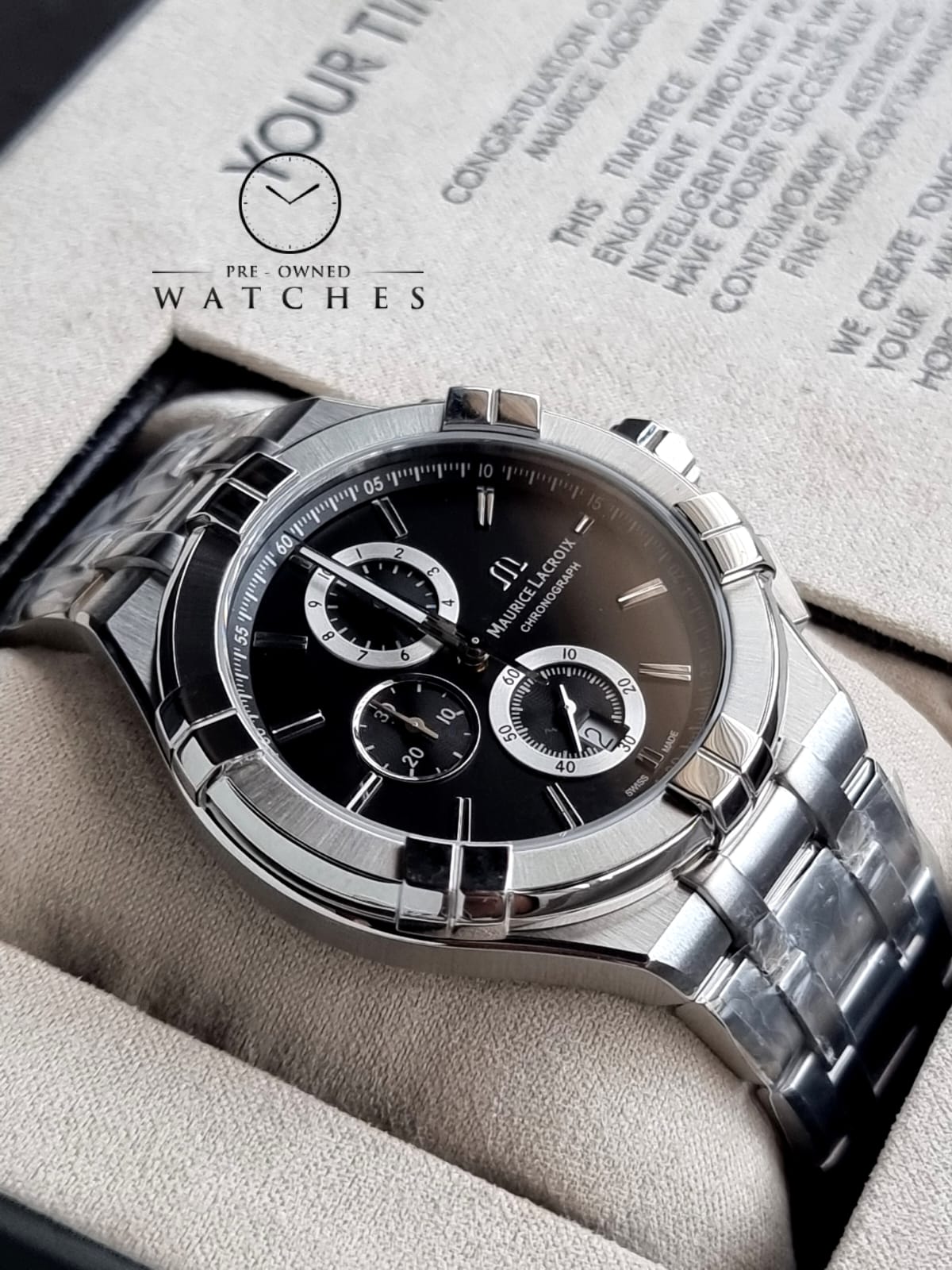 Maurice Lacroix Aikon Silver Stainless Steel Grey Dial Chronograph Quartz Watch for Gents – AI1018-SS002-330-1
