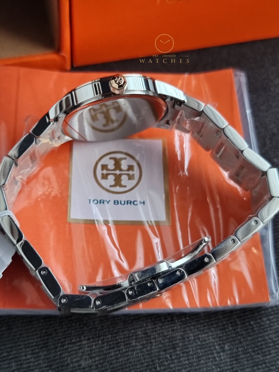 Tory Burch Rose gold & silver collins cream dial women's watch tbw1305