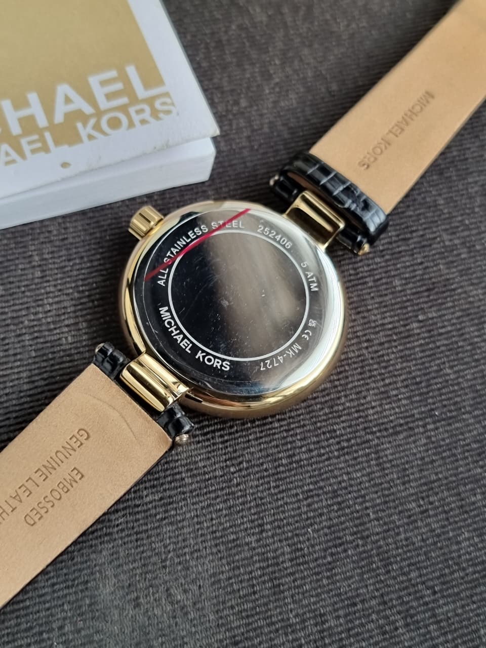 Michael Kors Women’s Quartz Black Leather Strap White Dial 37mm Watch MK4727