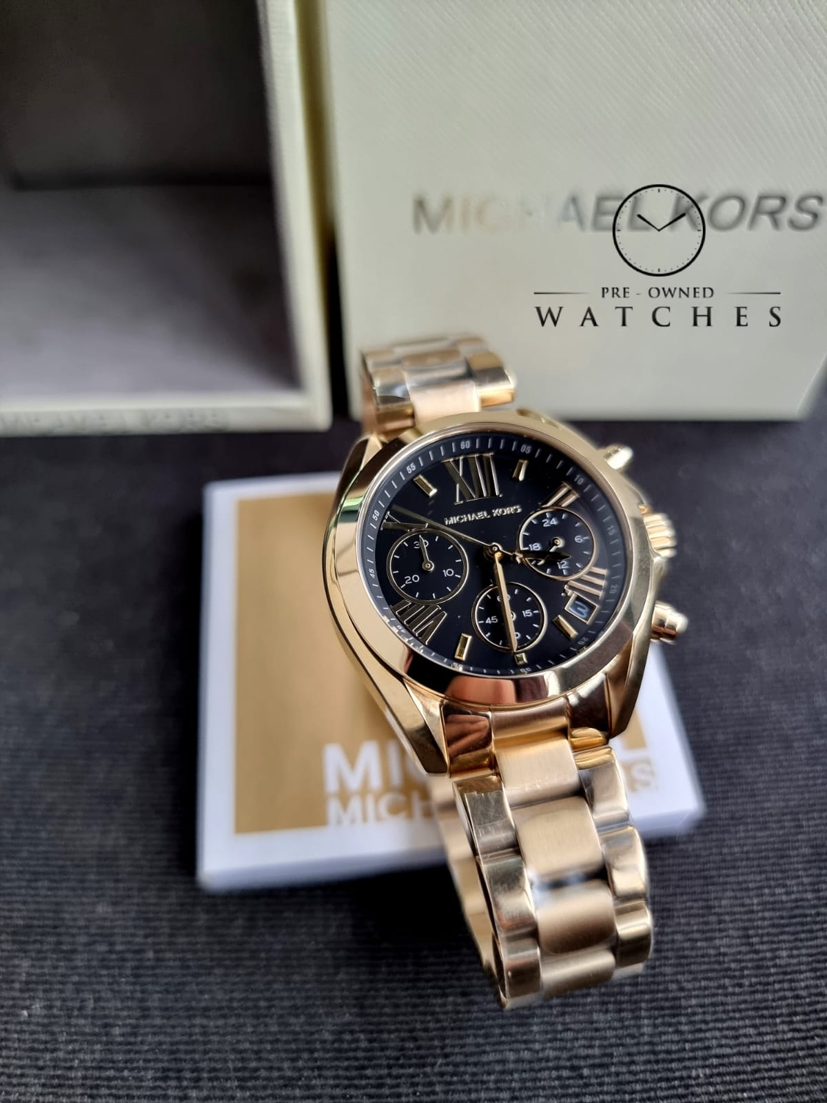 Michael Kors Women’s Chronograph Quartz Stainless Steel Black Dial 36mm Watch MK6959