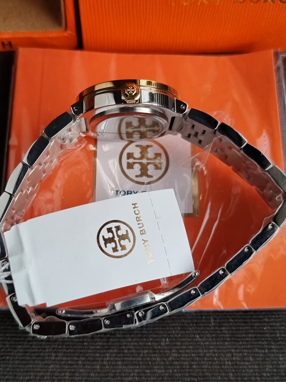 Tory Burch Reva Two-tone Stainless Steel Ivory Dial Quartz Watch for Ladies - TBW4016