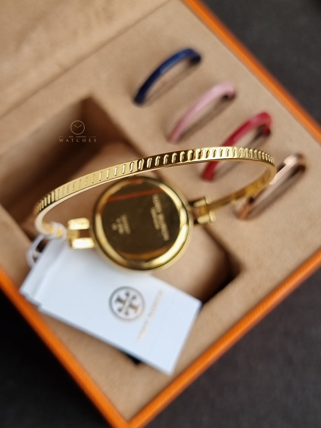 Tory Burch Riva Gold 27mm Dial Gold Steel Strap Watch for Women - TBW4029