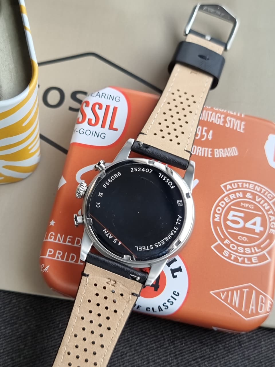 Fossil Sport Tourer 42mm Chronograph Black Leather Watch- FS6086