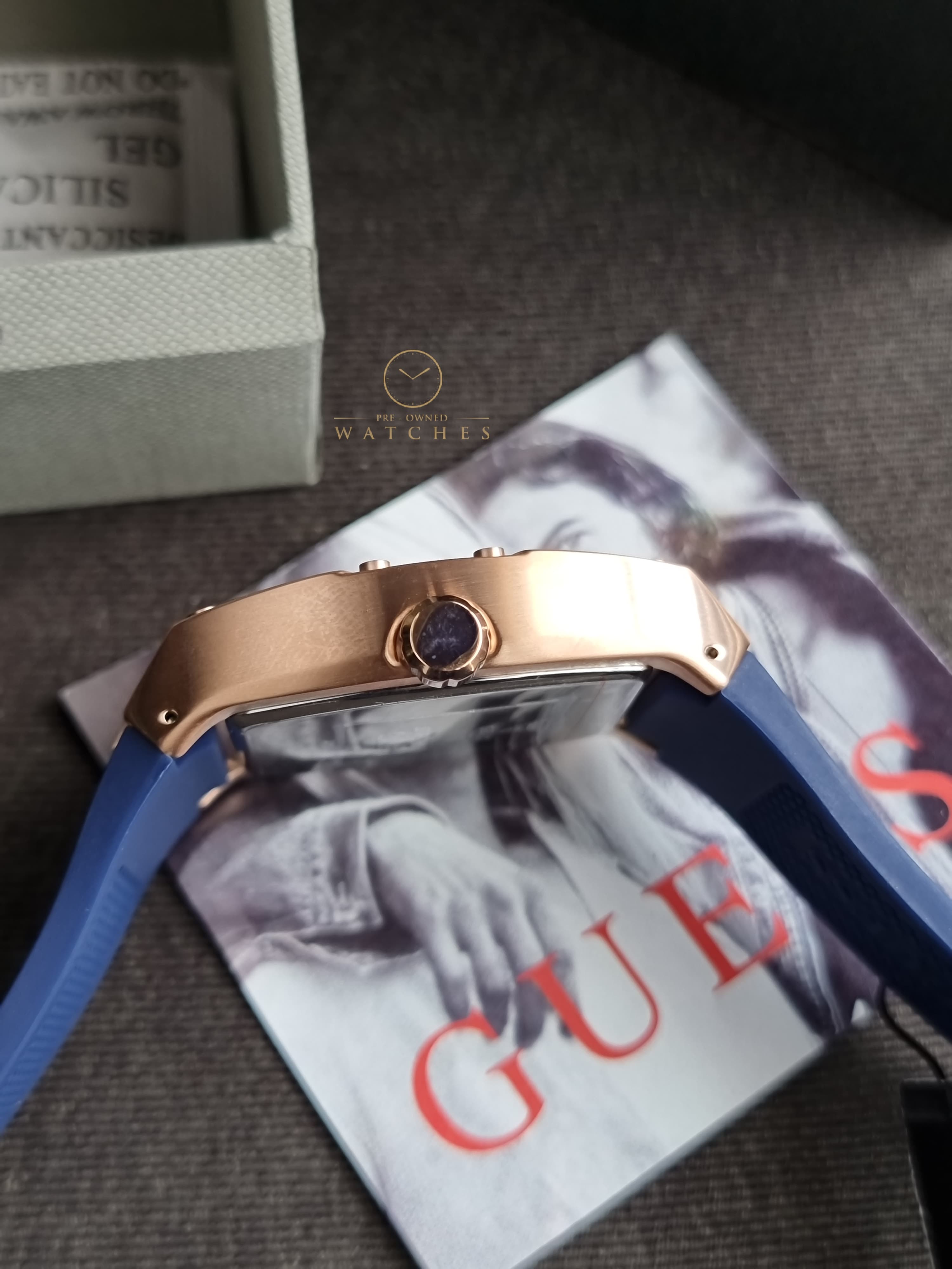 Guess Phoenix Blue Silicone Strap Blue Dial Quartz Watch for Gents - GW0202G4