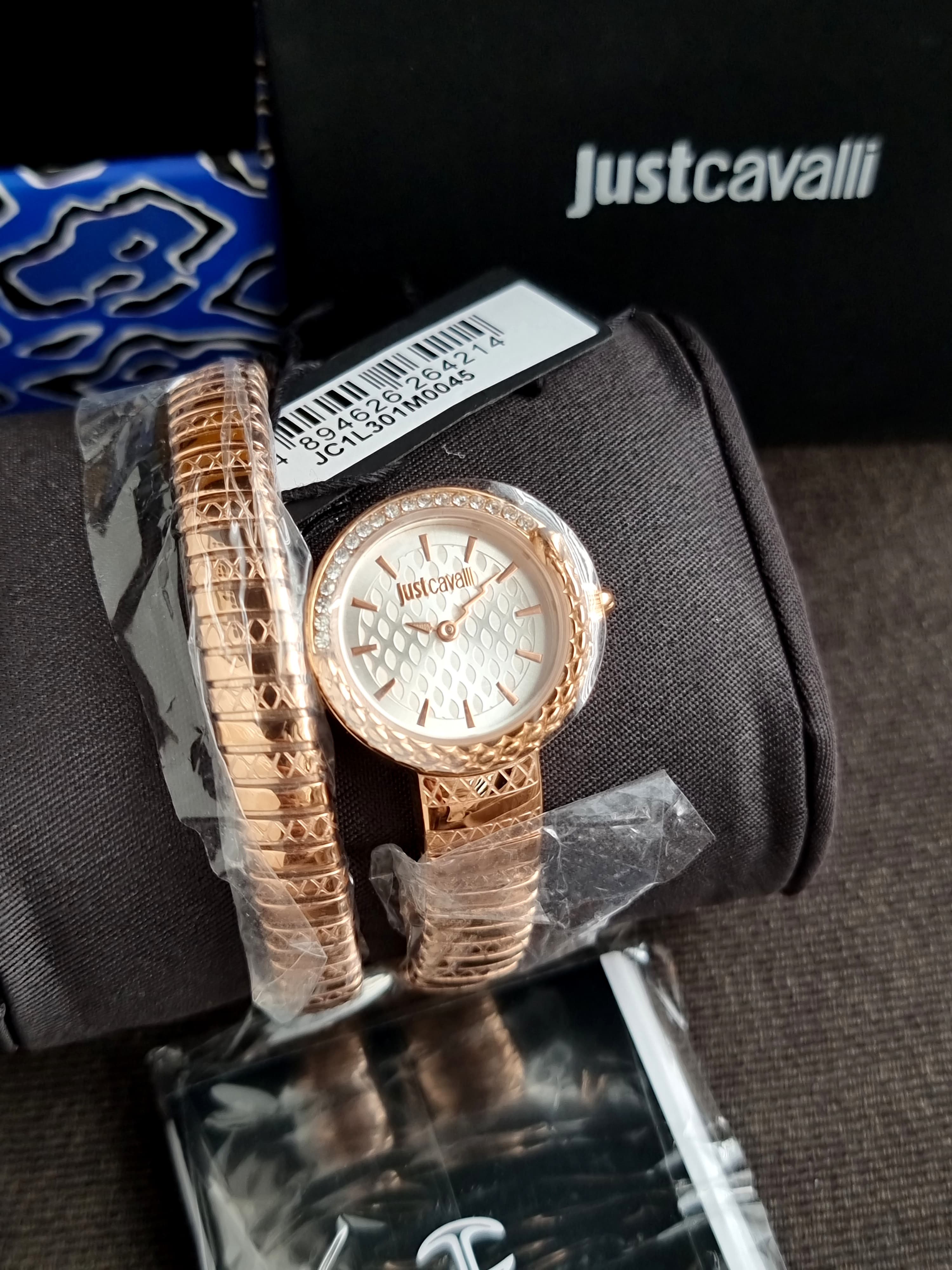 Just Cavalli Signature Snake Womens Stainless Steel Rose Gold Color Watch - JC1L301M0045