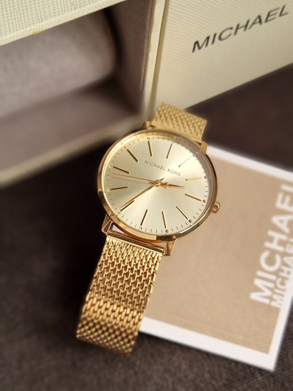 Michael Kors Pyper Gold Mesh Bracelet Gold Dial Quartz Watch for Ladies MK-4339