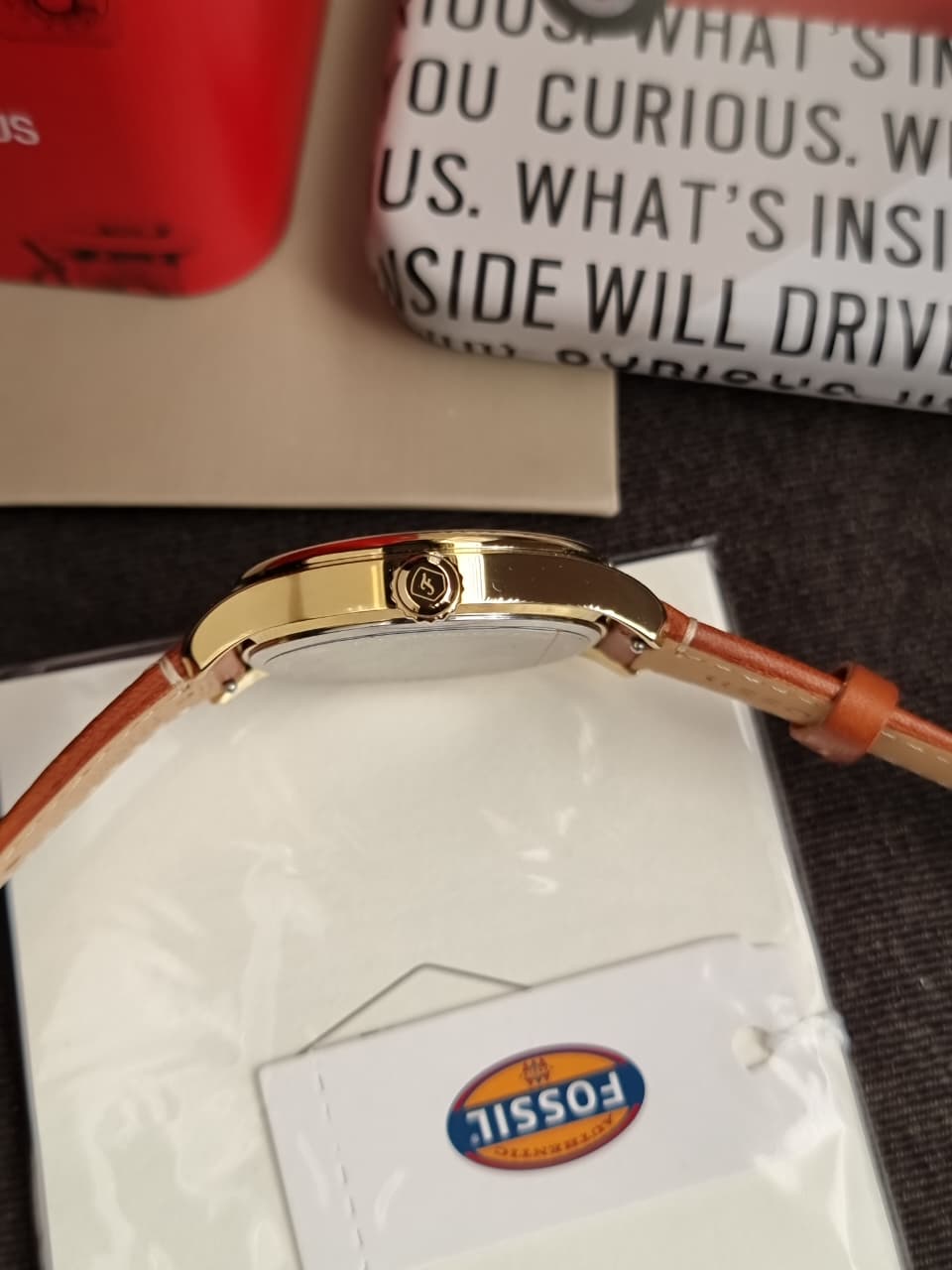 Fossil Gilmore Three-Hand Date Medium Brown Leather Watch- ES5397