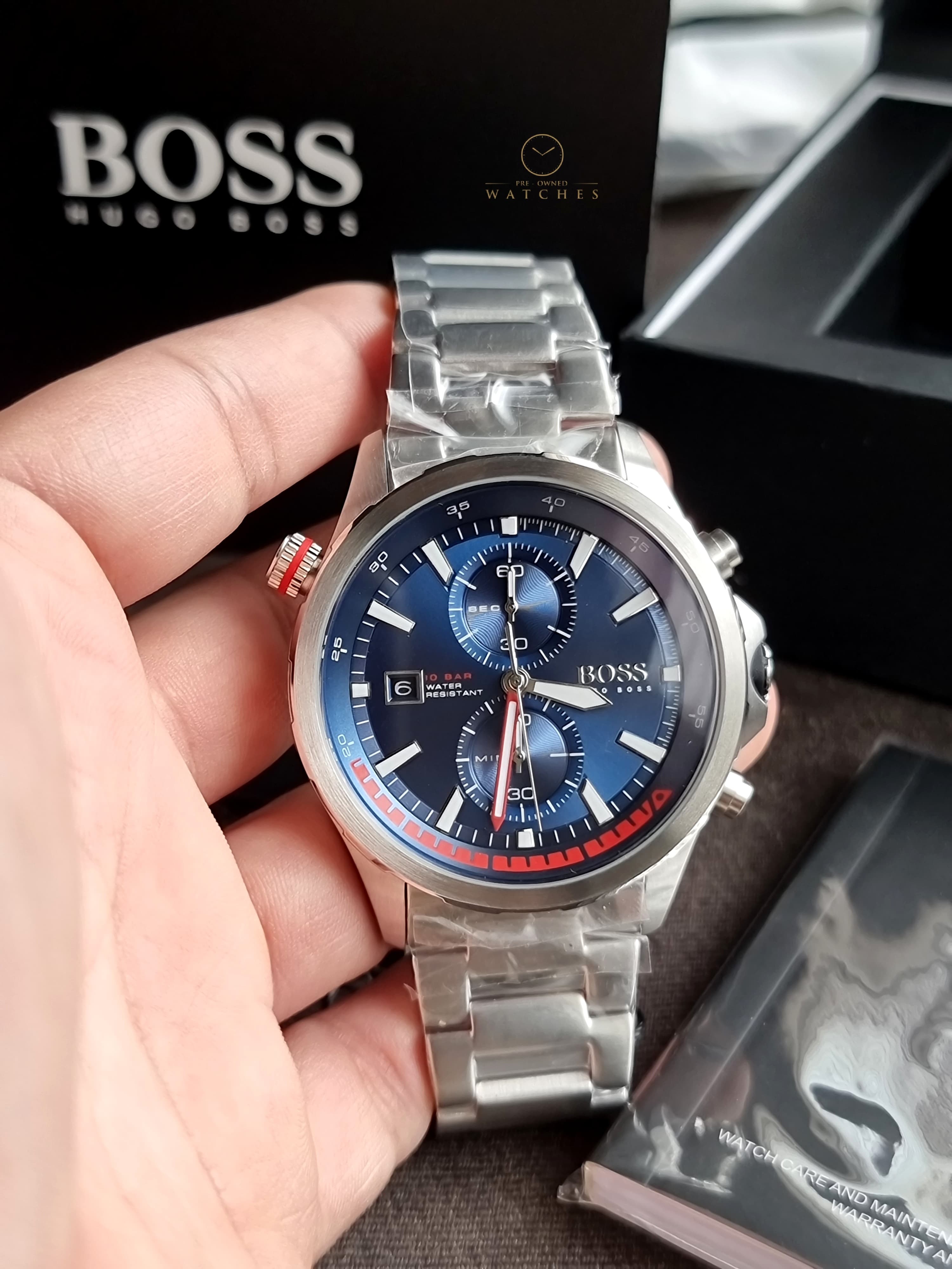 Hugo Boss Men’s Quartz Stainless Steel Blue Dial 46mm Watch 1513823