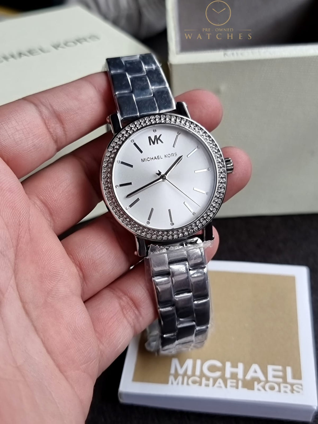 Michael Kors Women's Silver Stainless Steel Watch, Silver Dial MK7347