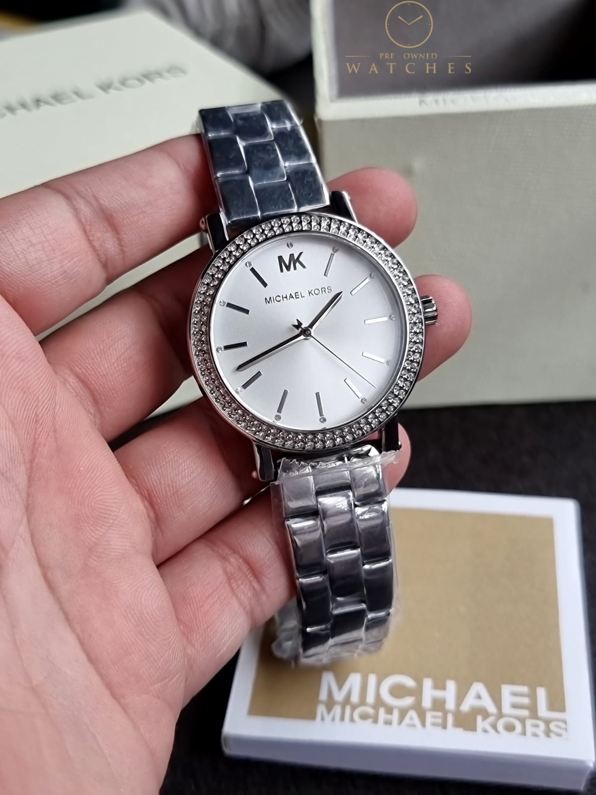 Michael Kors Women's Silver Stainless Steel Watch, Silver Dial MK7347