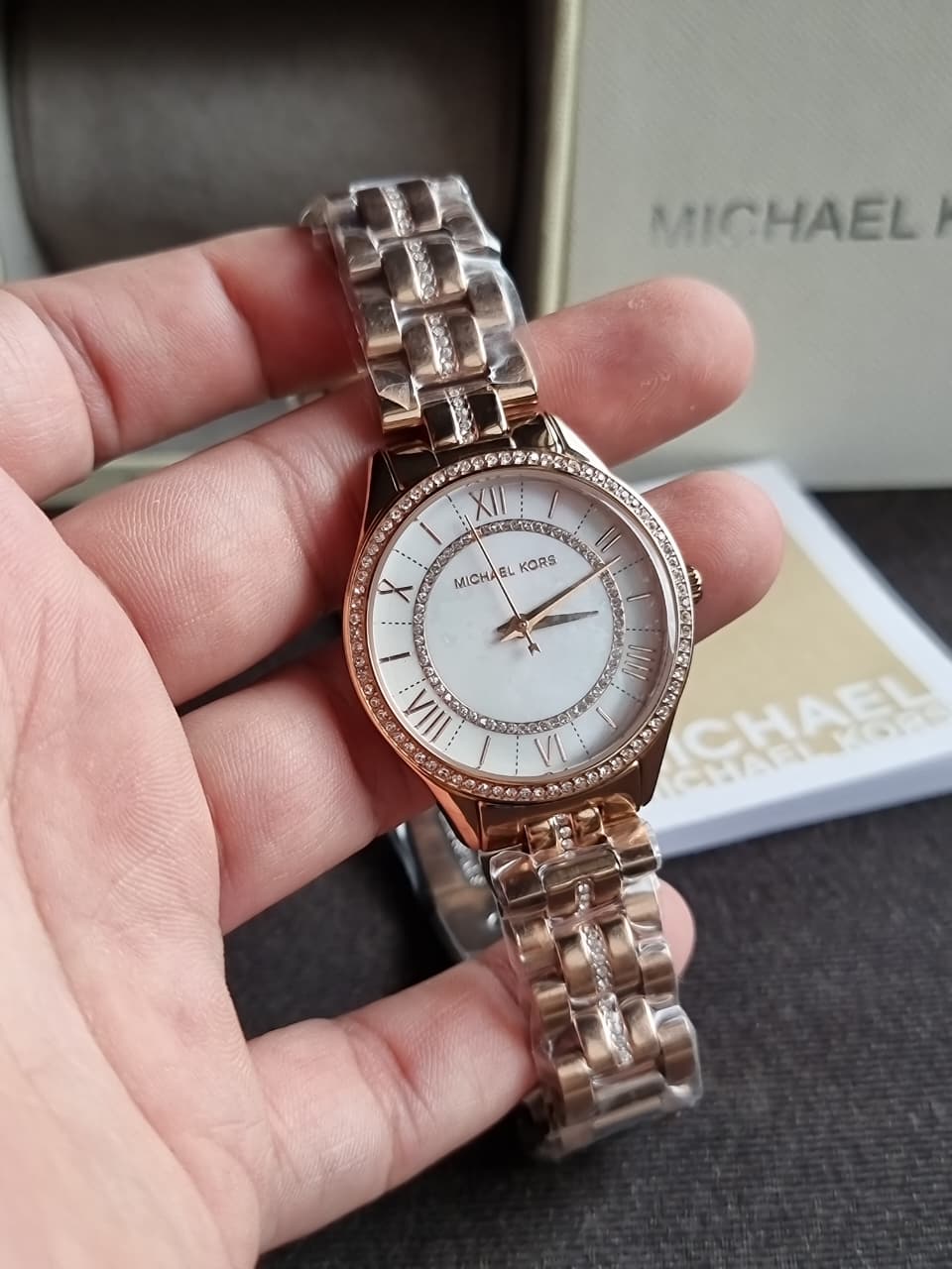 Michael Kors Women's Lauryn 33mm Three-Hand Rose Gold-Tone Steel Watch - MK3716