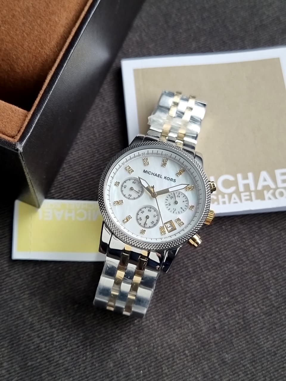 Michael Kors Women’s Quartz Two-tone Stainless Steel Mother Of Pearl Dial 36mm Watch MK5057