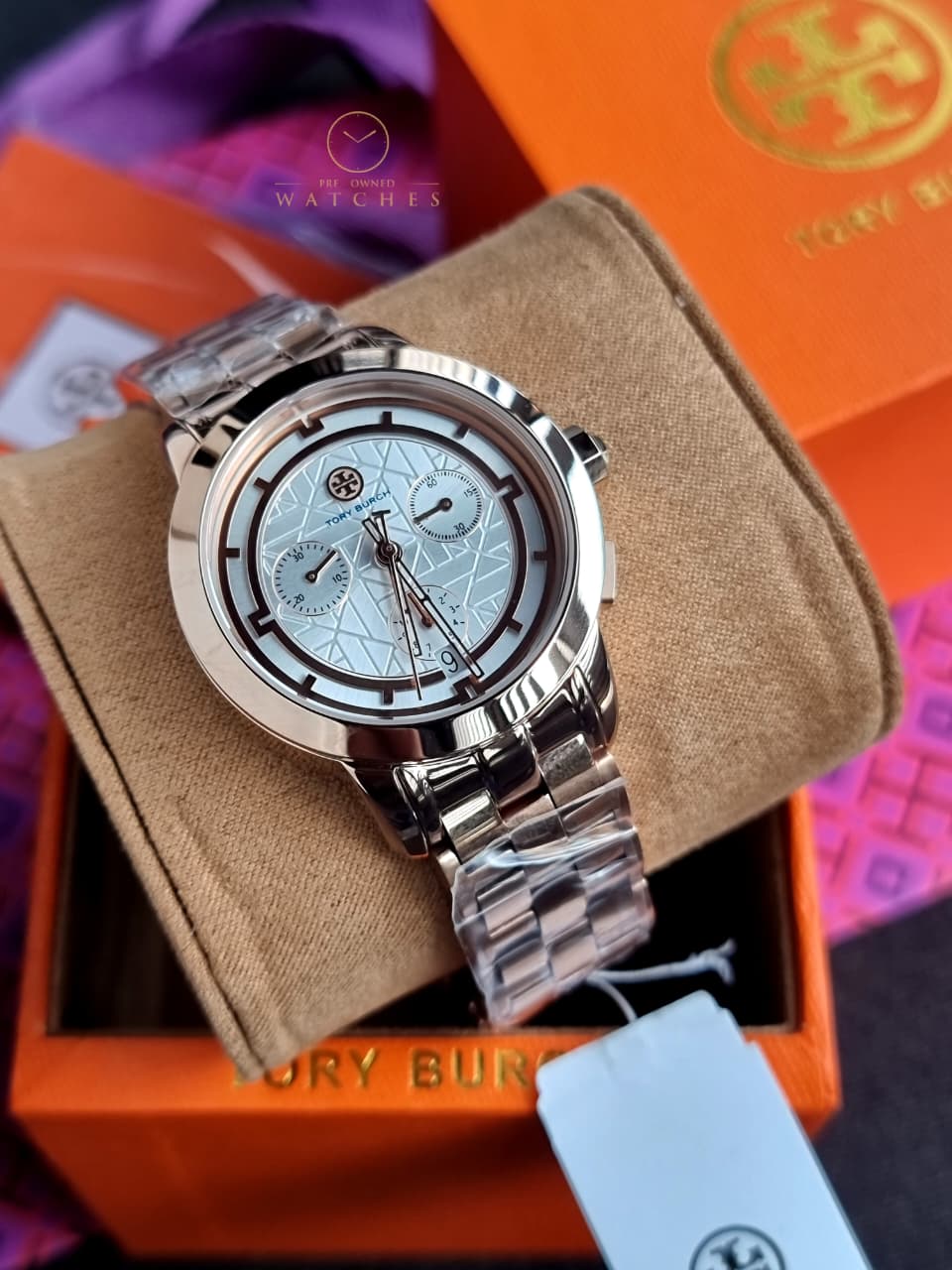 Tory Burch Classic Chronograph 38mm Rose-Gold Women’s Watch – TBW1033
