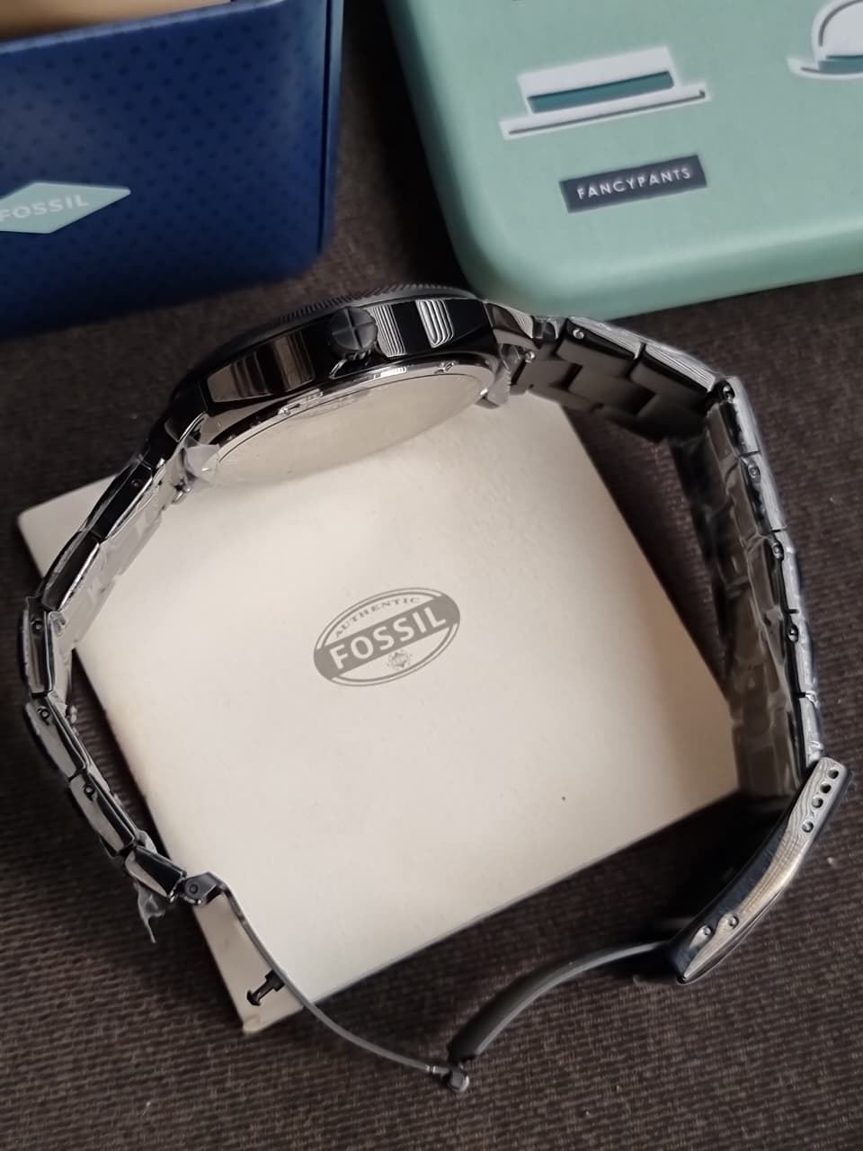 Fossil Machine Black Stainless Steel Black Dial Quartz Watch for Gents - FS4775