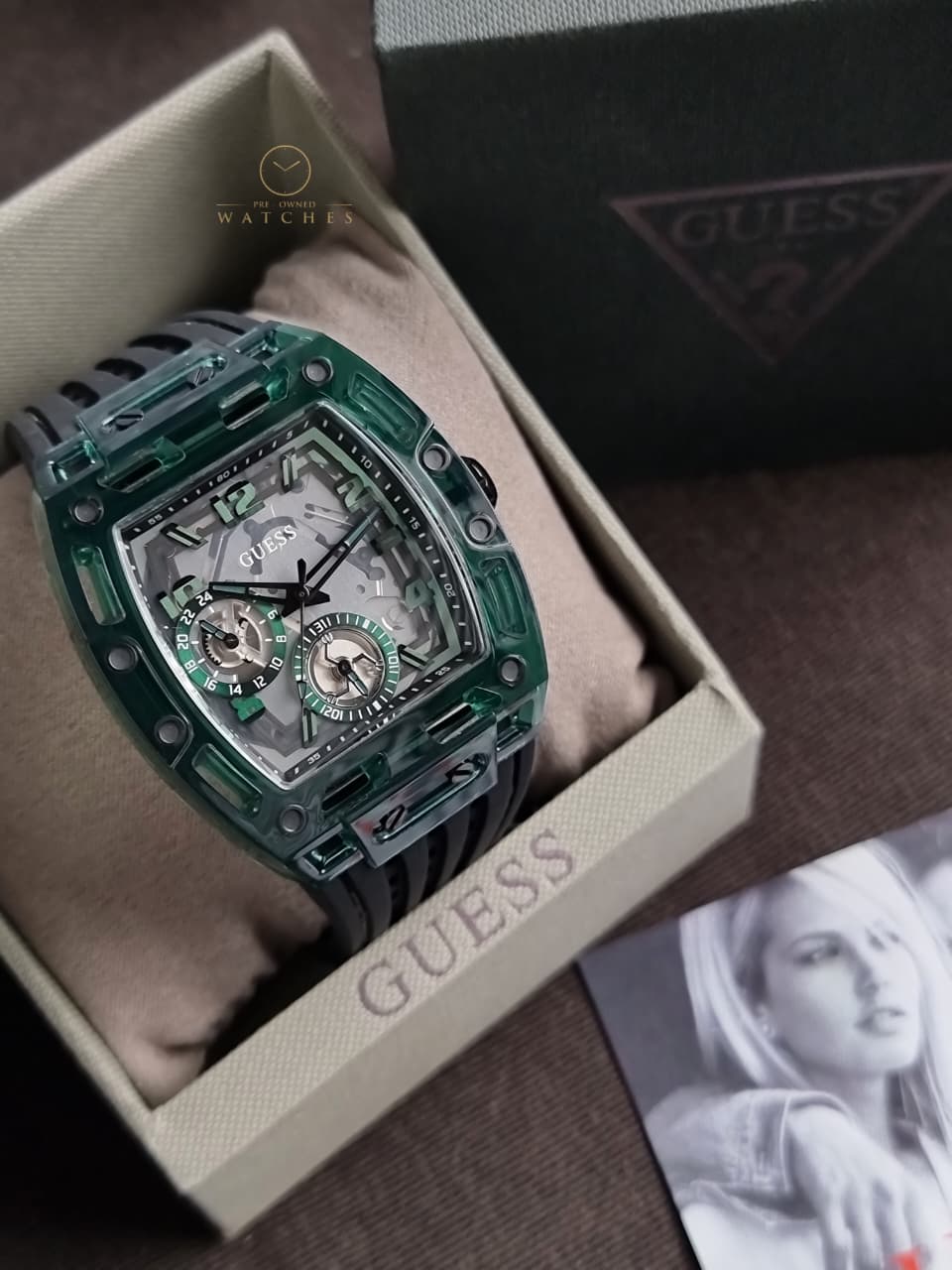 Guess Phoenix Black Silicone Strap Multicolor Dial Quartz Watch for Gents - GW0499G7