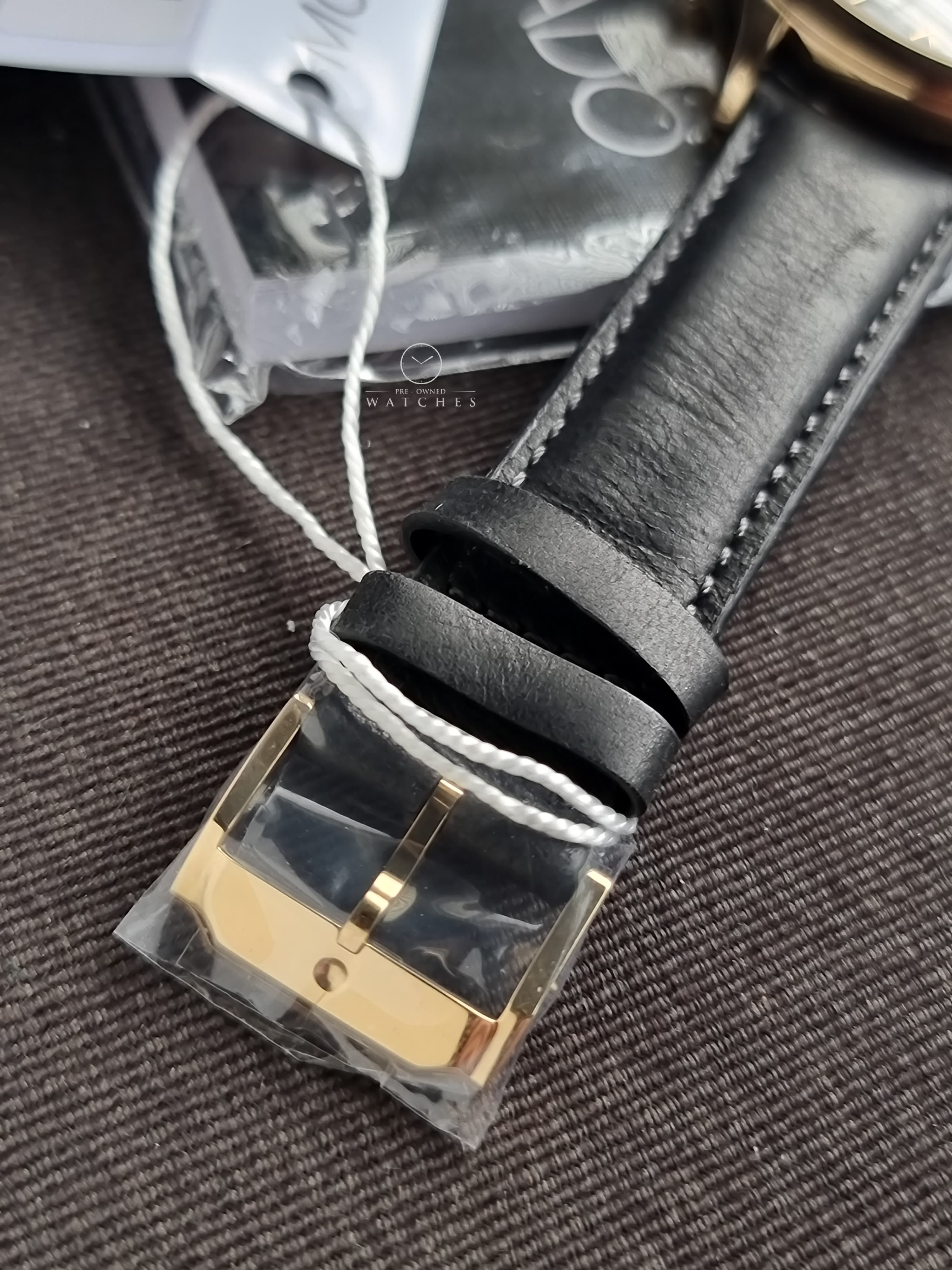 Movado Men’s Swiss Made Quartz Black Leather Strap Navy Blue Dial 43mm Watch 3650006