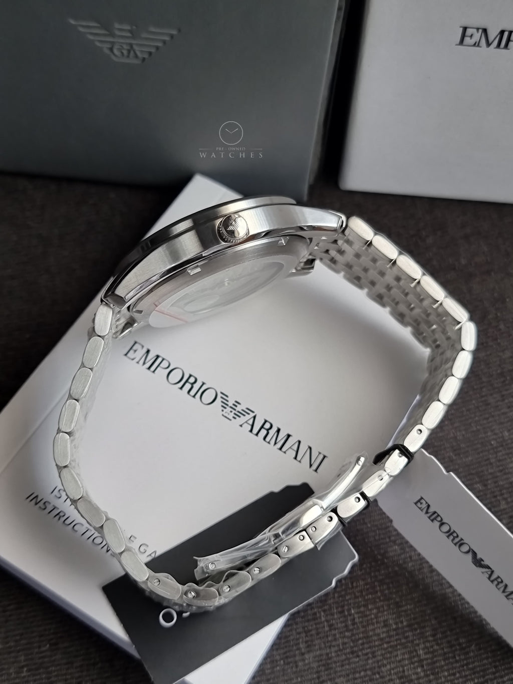 Emporio Armani Skeleton Silver Stainless Steel Green Dial Automatic Watch for Gents AR60091