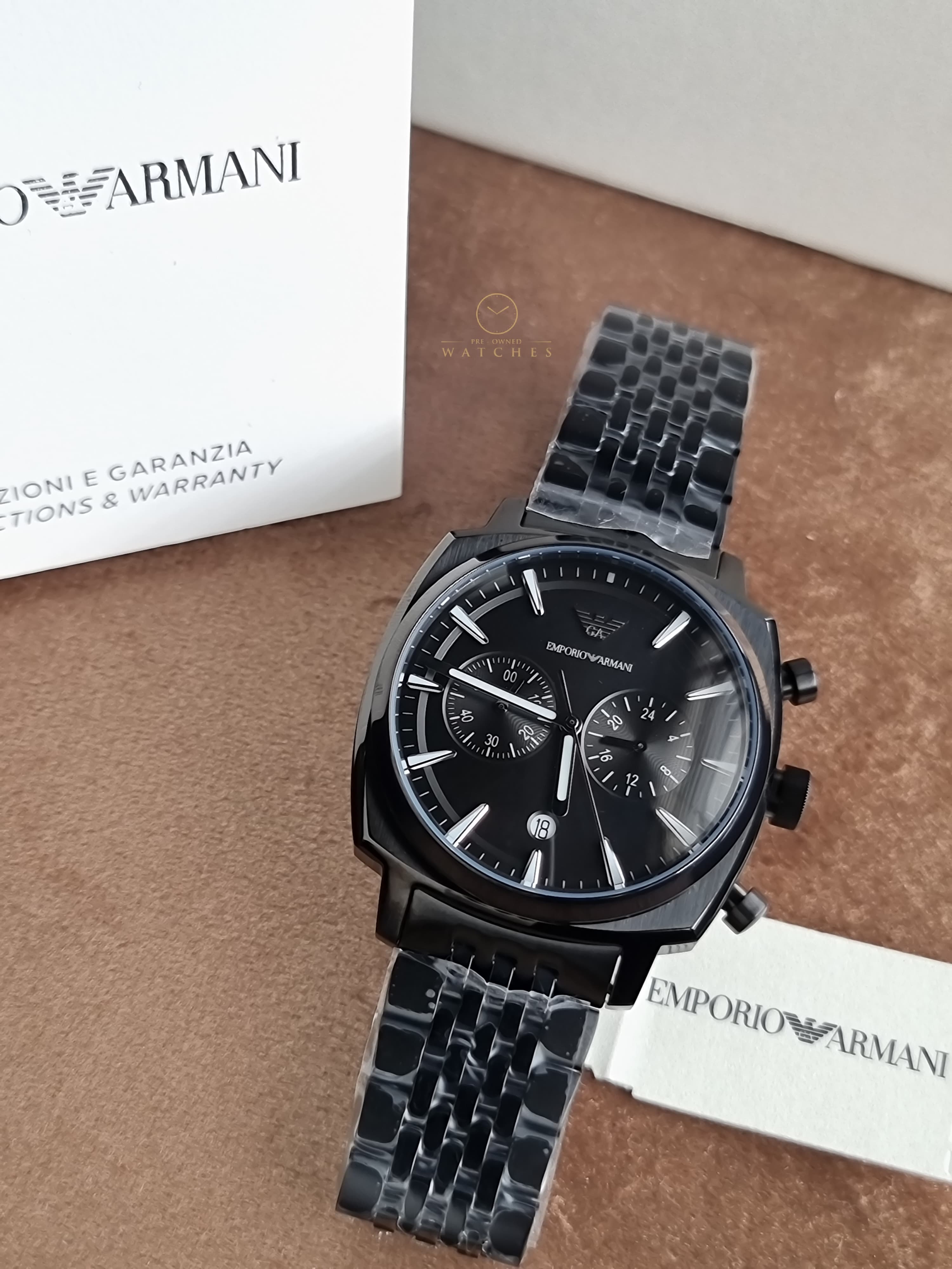 Emporio Armani Men's 40mm Black Stainless Steel Watch, AR11727