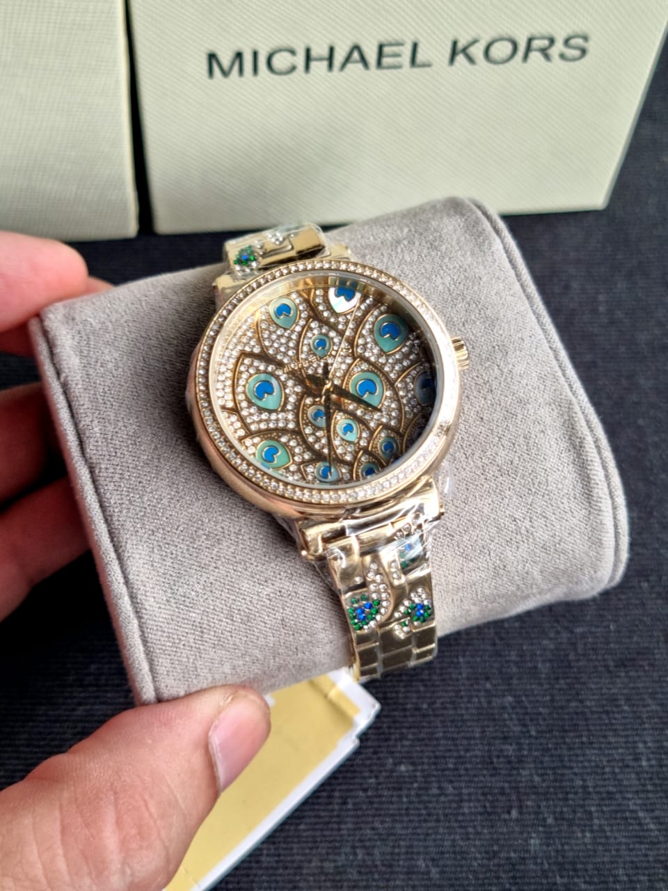 Michael Kors Women’s Quartz Stainless Steel Gold Peacok Dial 36mm Watch MK3945