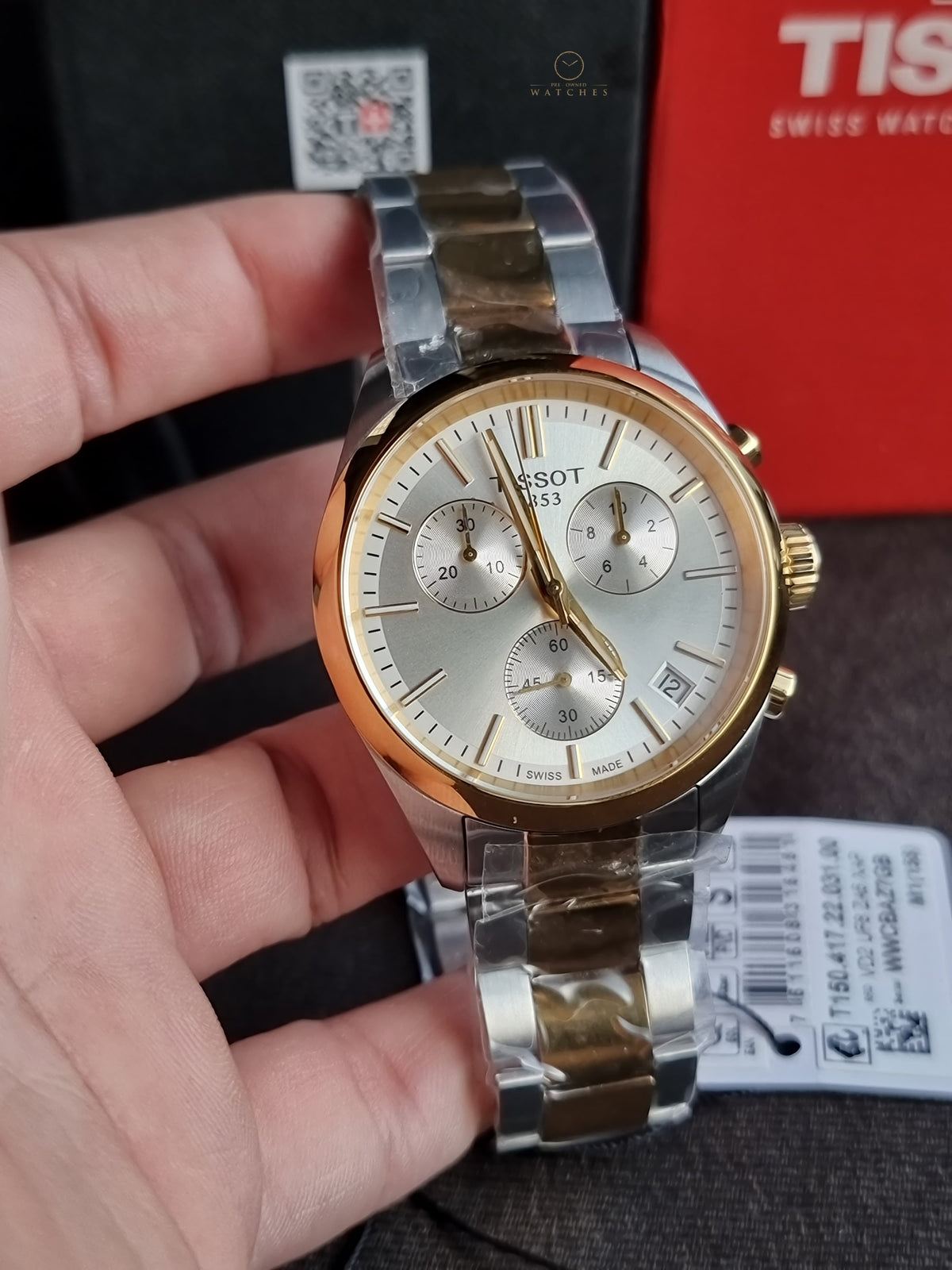 Tissot PR 100 Two-tone Stainless Steel Silver 40mm Dial Chronograph Quartz Watch for Gents - T150.417.22.031.00