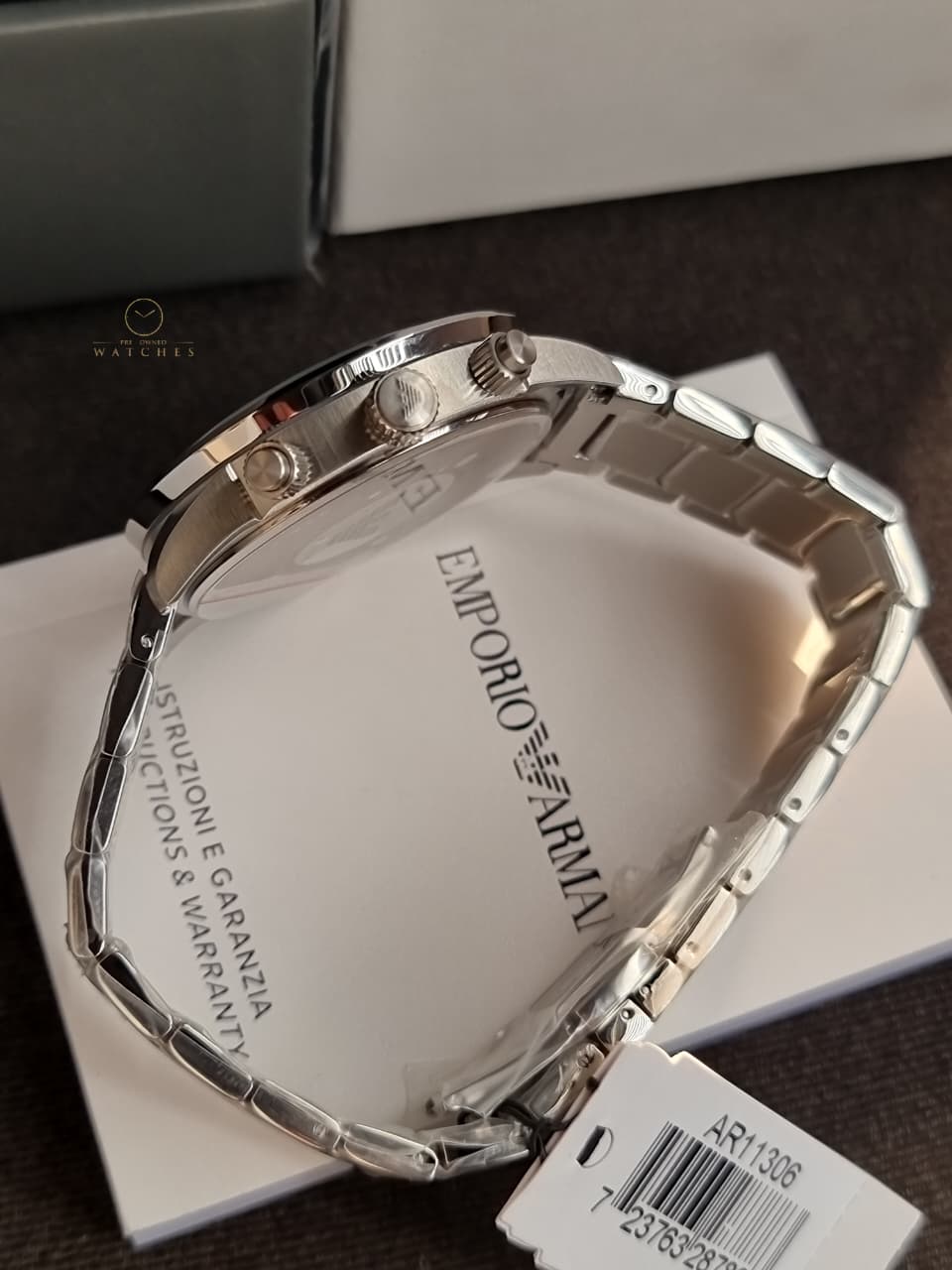 Emporio Armani Men’s Quartz Stainless Steel Blue Dial 44mm Watch AR11306