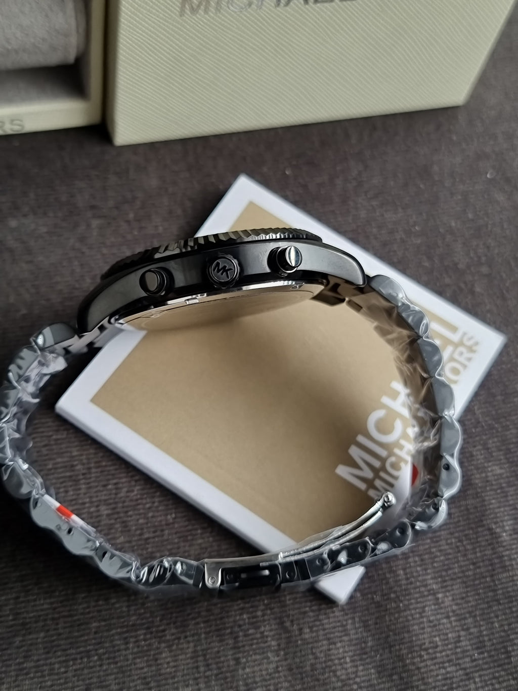 Michael Kors Lexington Chronograph Black Dial Black Steel Strap Watch for Men - MK9154