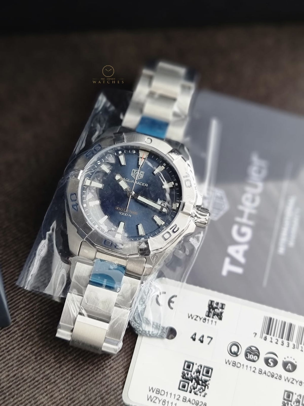 Tag Heuer Aquaracer Silver Stainless Steel Blue Dial Quartz Watch for Gents - WBD1112.BA0928