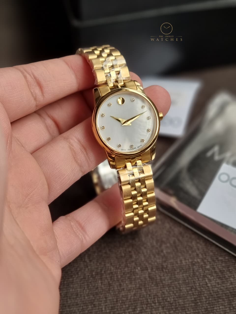 Movado Women’s Quartz Swiss Made Stainless Steel Mother of pearl Dial 28mm Watch 0606998