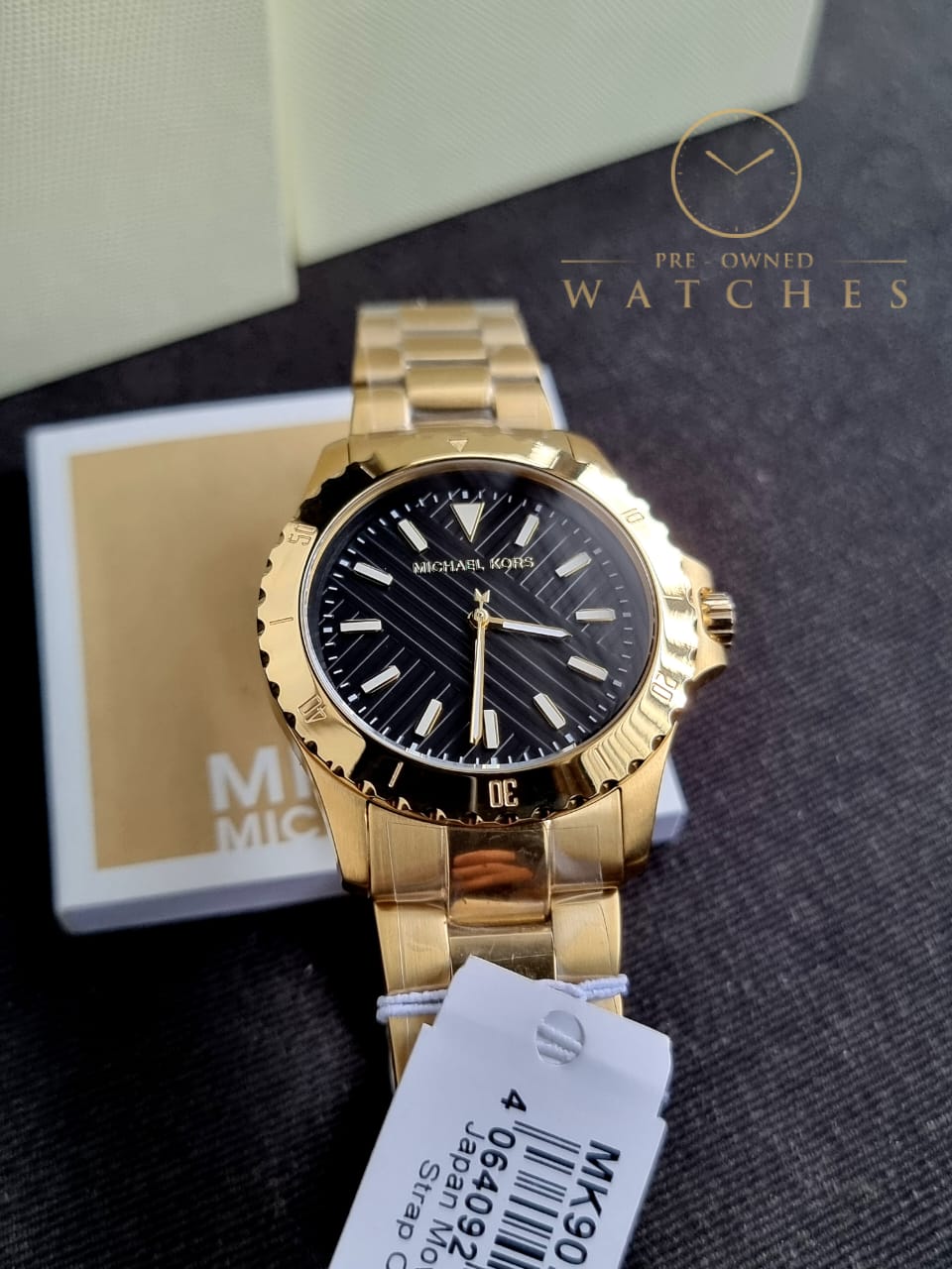 Michael Kors Men’s Quartz Gold Stainless Steel Black Dial 40mm Watch MK9078