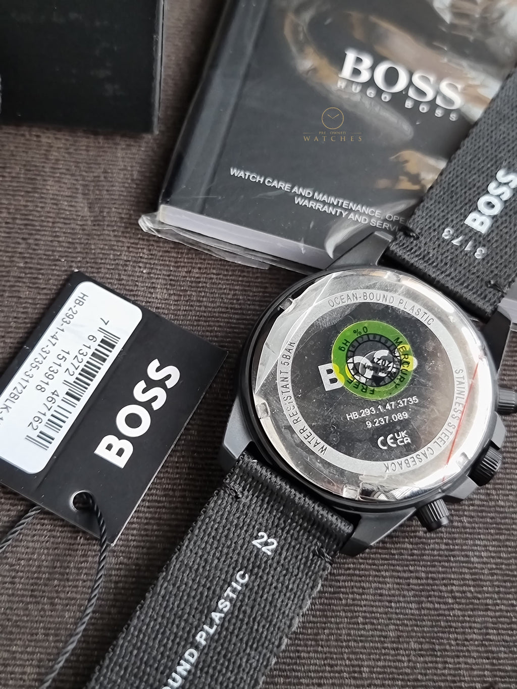 HUGO BOSS Admiral Black Plastic/Resin Strap Black Dial Chronograph Quartz Men's solar watch 1513918