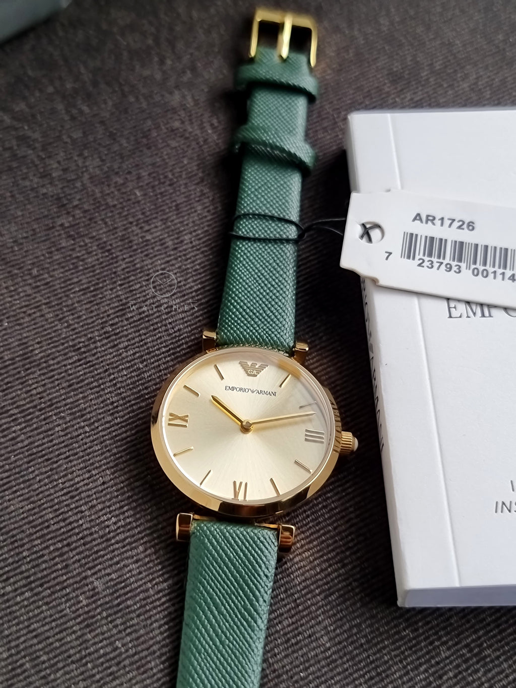 Emporio Armani Women’s Quartz Leather Strap Champagne Dial 32mm Watch AR1726