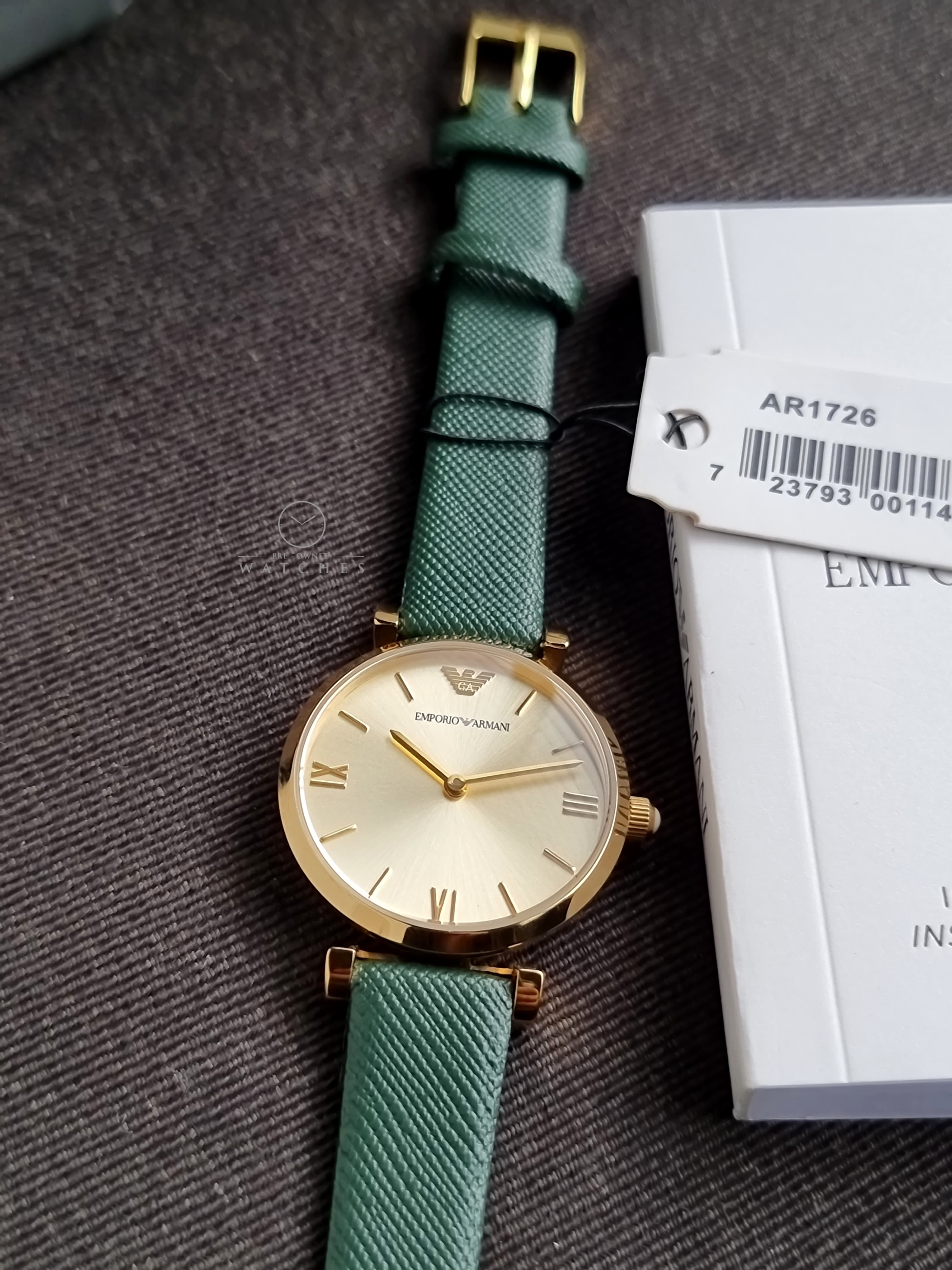 Emporio Armani Women’s Quartz Leather Strap Champagne Dial 32mm Watch AR1726