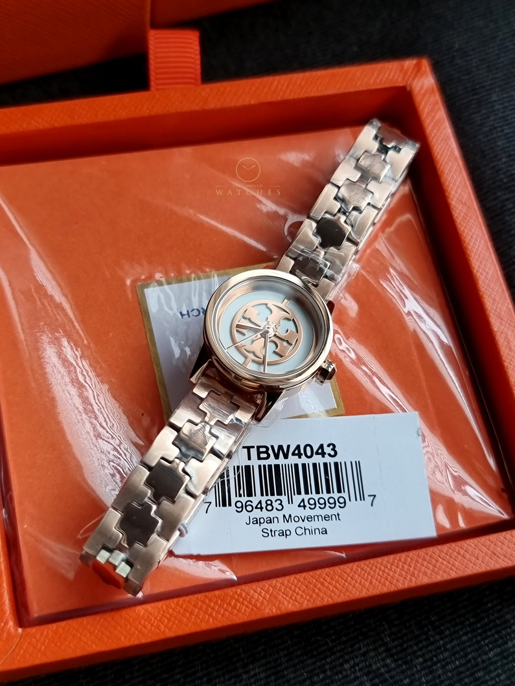 Tory Burch Reva Rose Gold Stainless Steel Cream Dial Quartz Watch for Ladies - TBW4043
