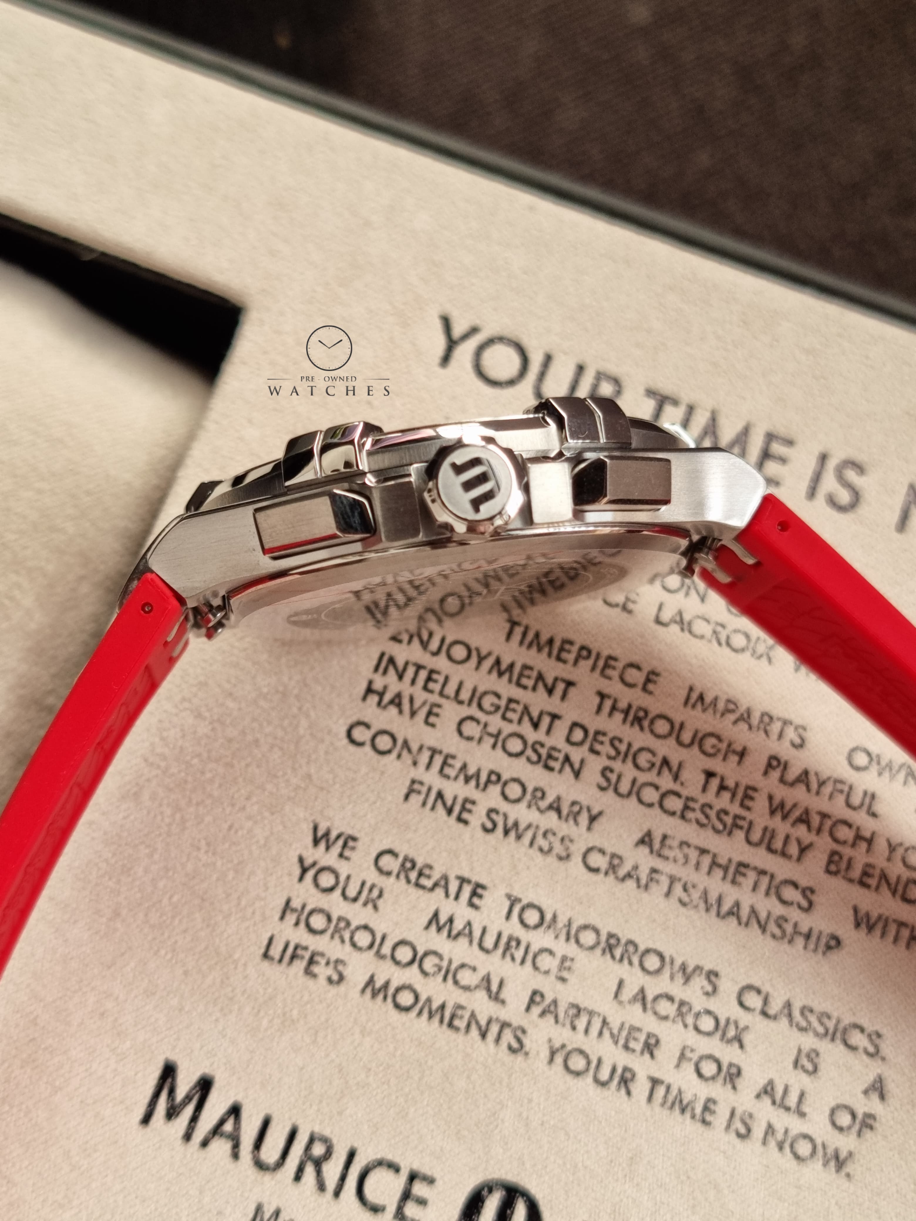 Maurice Lacroix Aikon Beach Volley Vikings Limited Edition Red Dial Red Rubber Strap Watch for Men - AI1018-SS001-530-6