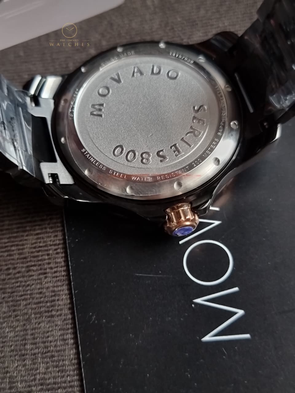 Movado 800 Series Black Stainless Steel Black Dial Quartz Watch for Gents - 2600162