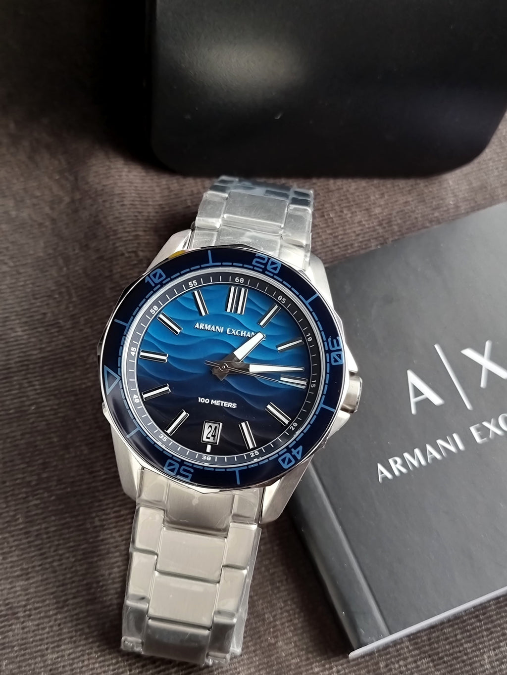Armani Exchange Analog Blue Dial Men's Stainless Steel Watch-Ax1950