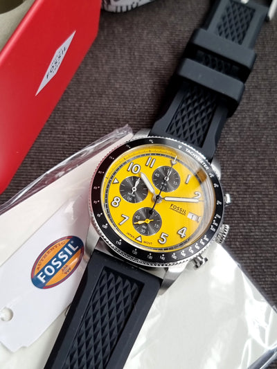 Fossil Sport Tourer Chronograph Black Silicone Watch- FS6044