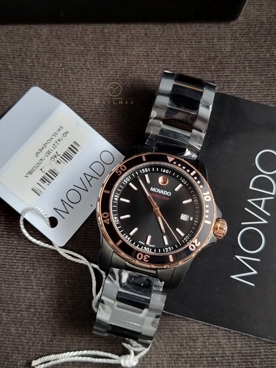 Movado 800 Series Black Stainless Steel Black Dial Quartz Watch for Gents - 2600162