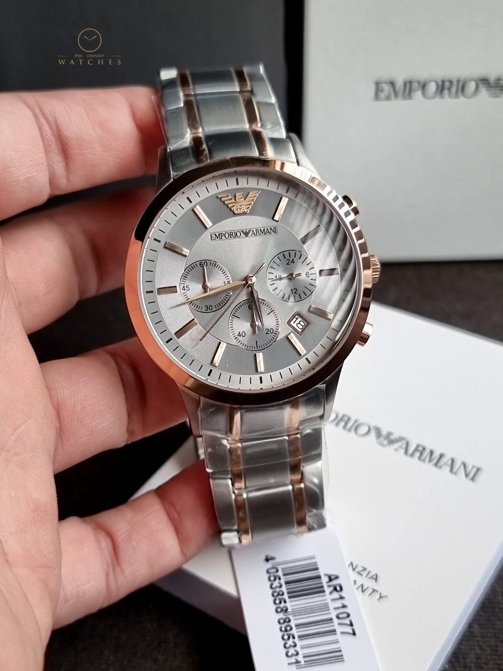 Emporio Armani Men’s Quartz Stainless Steel Gray Dial 43mm Watch AR11077