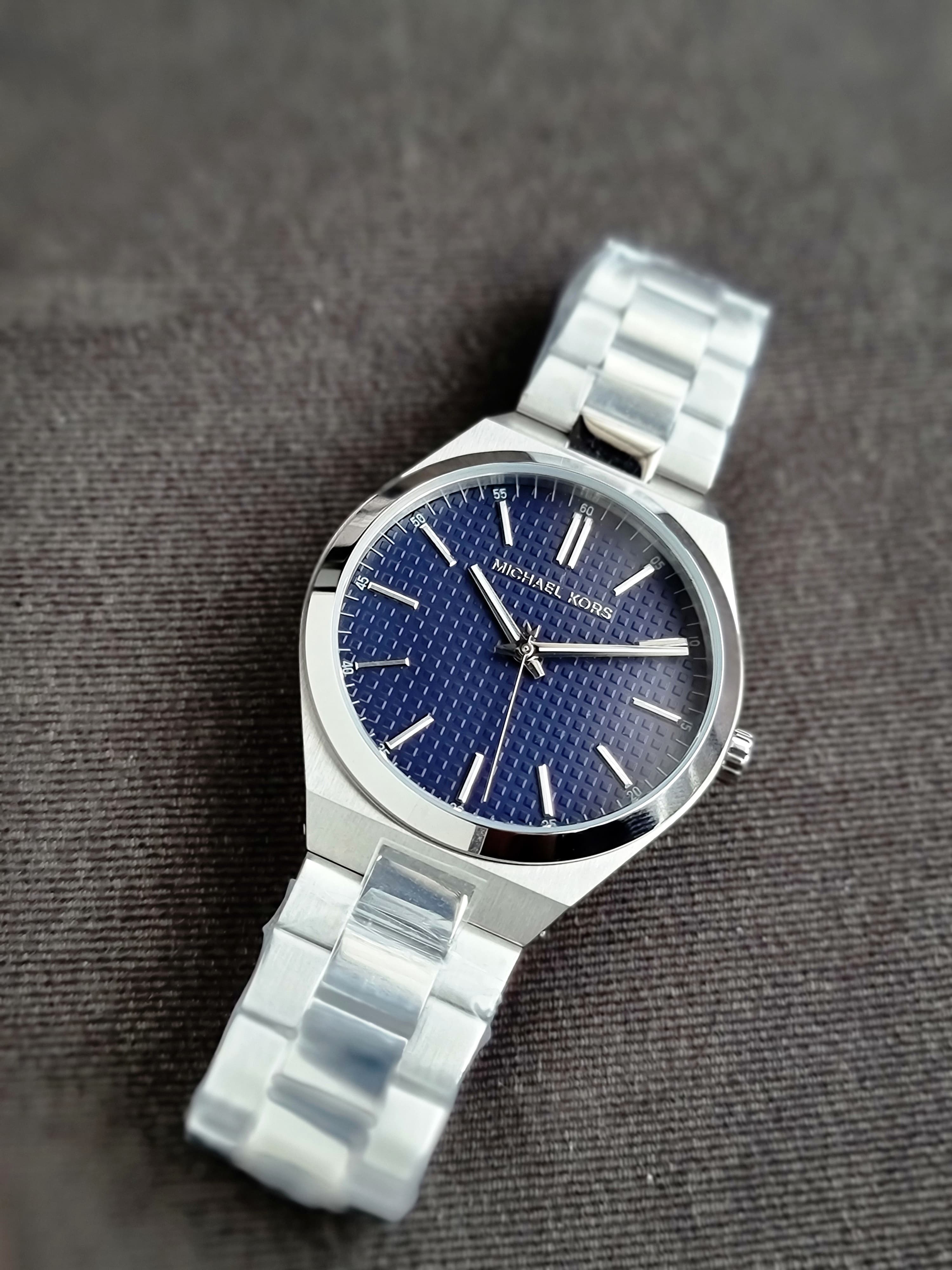 Michael Kors Lennox 42mm Blue Dial Silver Watch MK9227