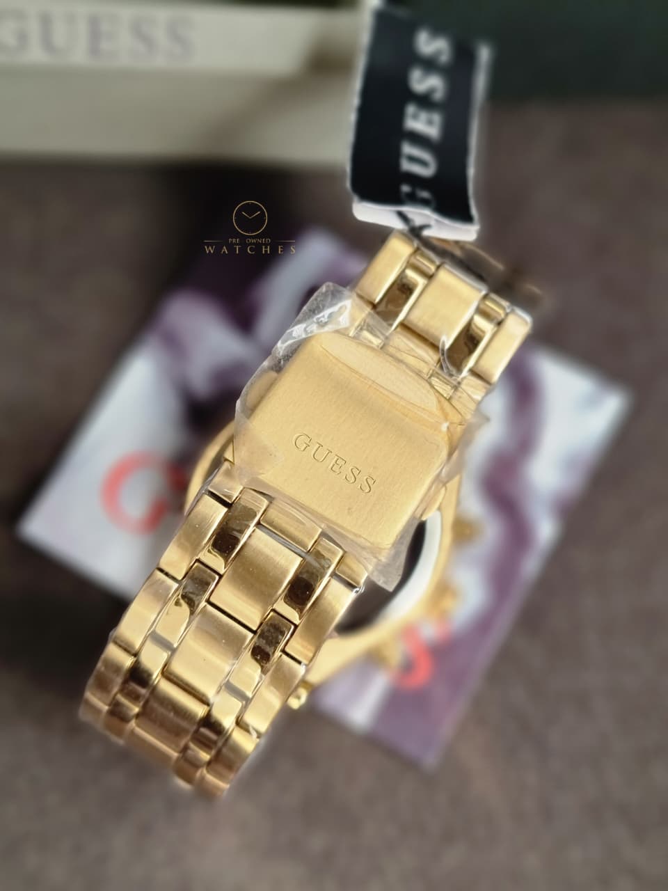 Guess Men’s Quartz Gold Stainless Steel Black Dial 44mm Watch GW0455G2