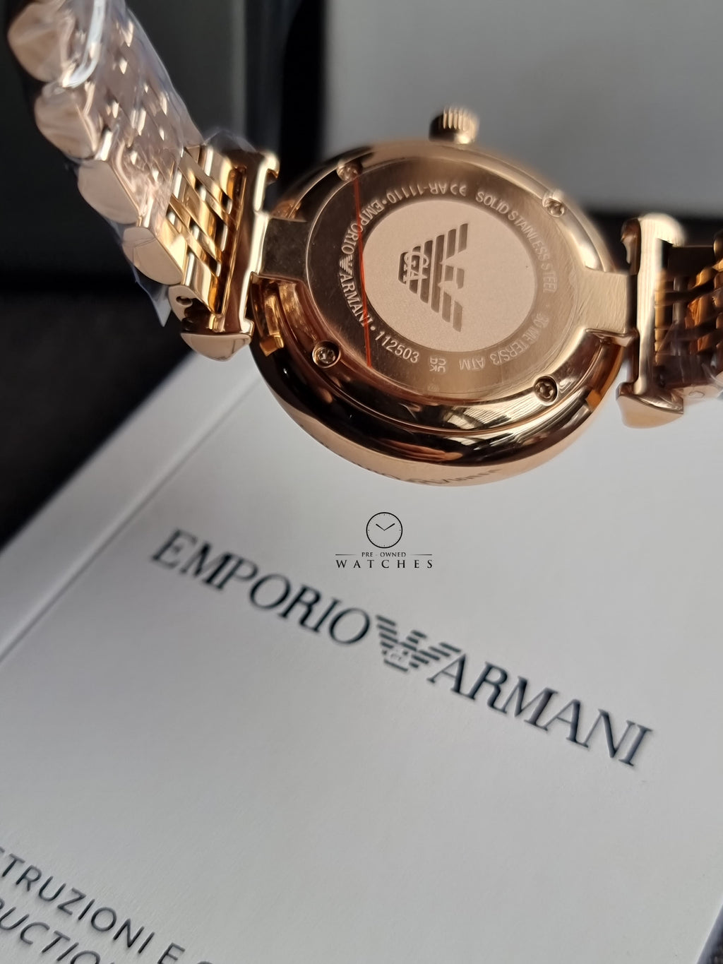 EMPORIO ARMANI Mother of pearl Dial Rose Gold Stainless Steel Watch For Ladies - AR11110