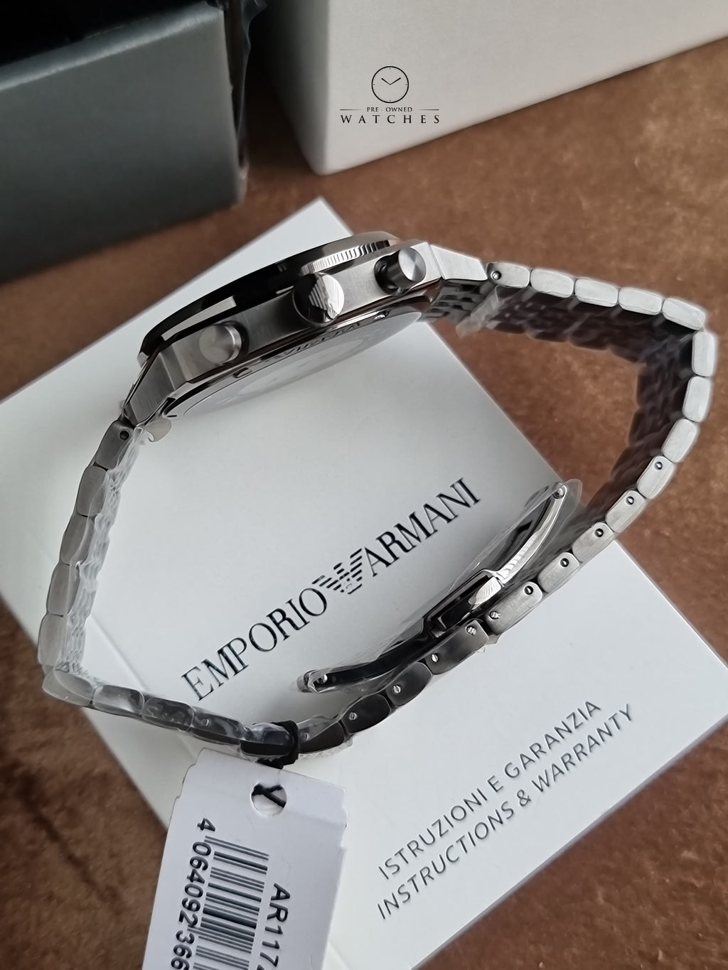 Emporio Armani 40 mm Quartz Blue Dial Gunmetal Chain Men’s Watch AR11726